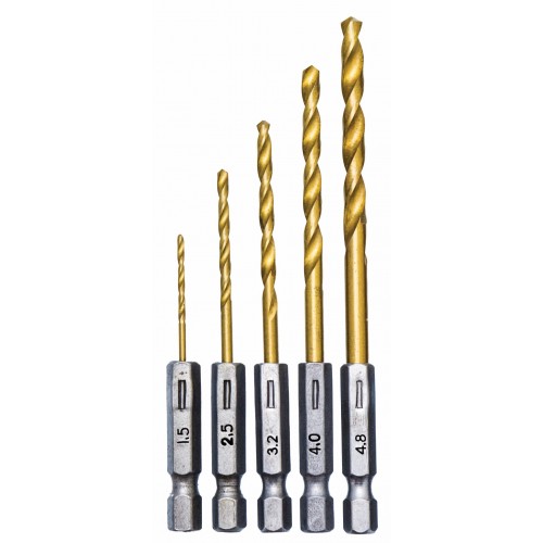 5 piece HSS drill set - titanium coated