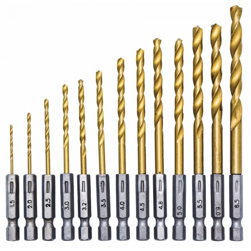 13 piece HSS drill set - titanium coated