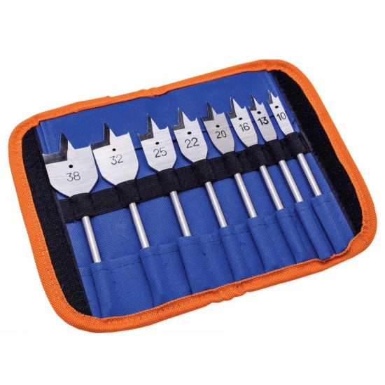 8 piece Flat wood drill bit set pouch