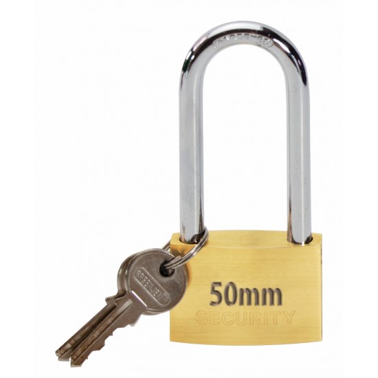 Long shackle brass padlock 50mm