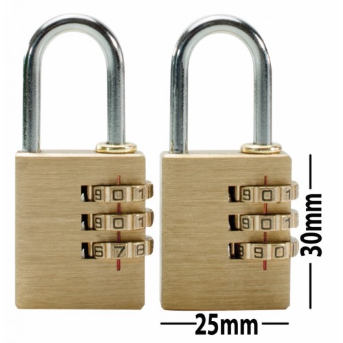 Twin pack brass combination padlocks