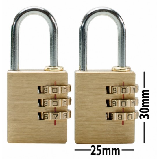 Twin pack brass combination padlocks