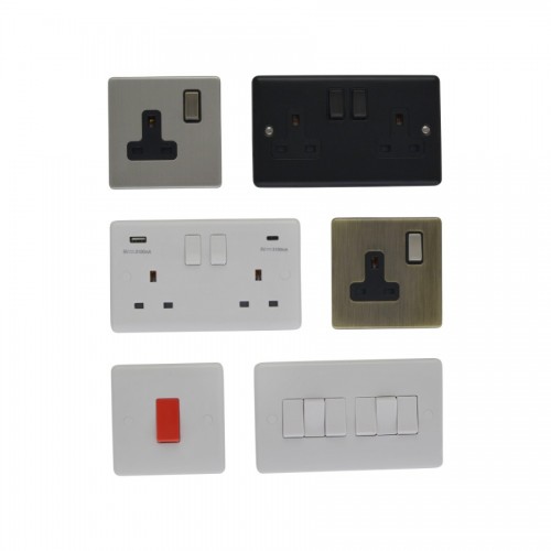Raised Plate Sockets & Switches - White Plastic
