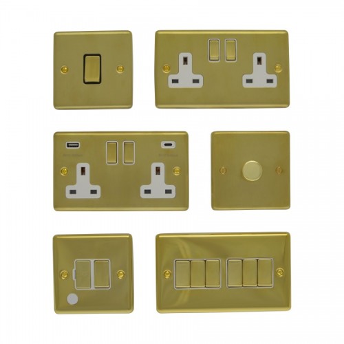 Raised Plate Sockets & Switches - Polished Brass and Satin/Brushed Brass