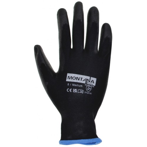 Montana PU Coated Black Gloves - Medium