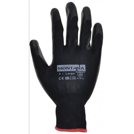 Montana PU Coated Black Gloves - Large