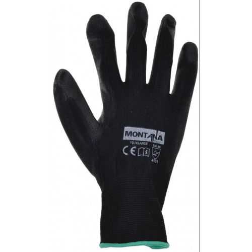 Montana PU Coated Black Gloves - Extra Large